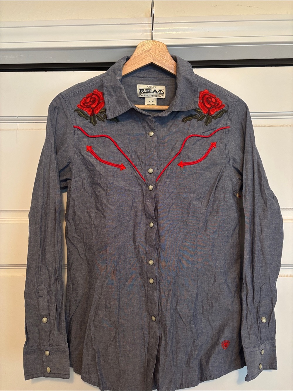 Ariat Real blue chambray western shirt